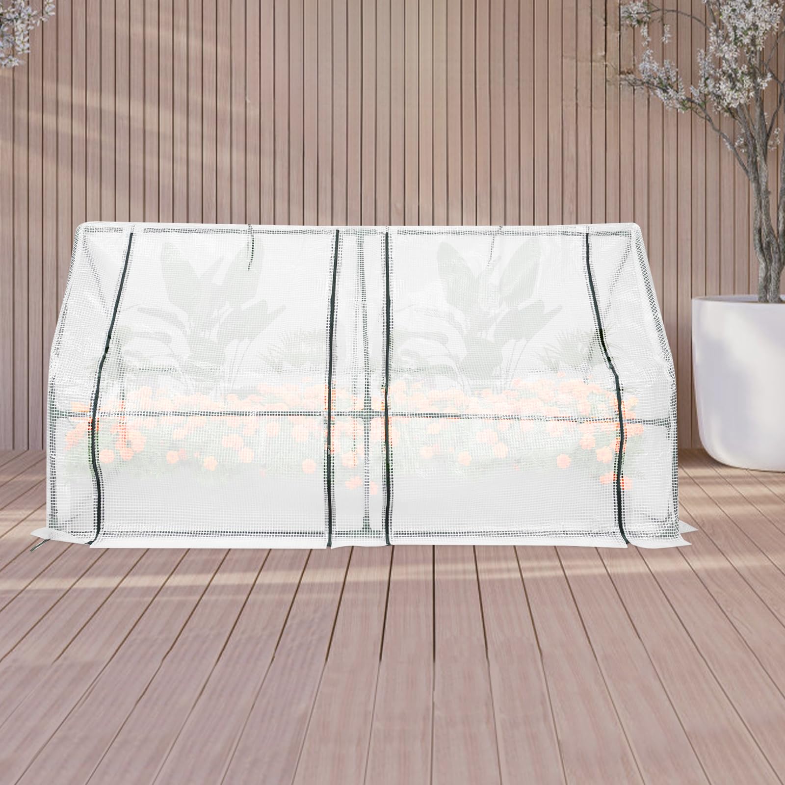 Piccola serra per pomodori con finestre arrotolabili, telaio in metallo, tunnel per aiuole per balcone, giardino, terrazze (180 x 90 x 90 cm)