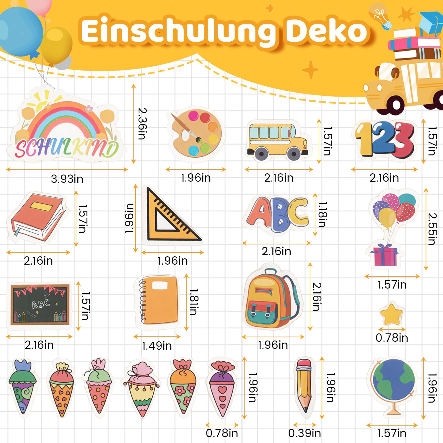 Streudeko Zum Schulanfang – 3-teiliges Set Mit Zahlen, Buchstaben & Glückwünschen