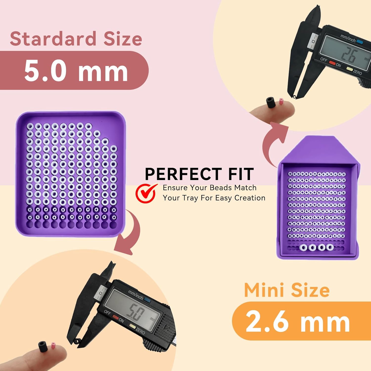 2 Pcs 5mm Fuse Beads Picking Tray Kit with Total 296 Holes, Efficient Sorting Tools with Effortless Beads Recovery, User-Friendly for Iron Bead Enthusiasts (Pink and Purple) - Image 3