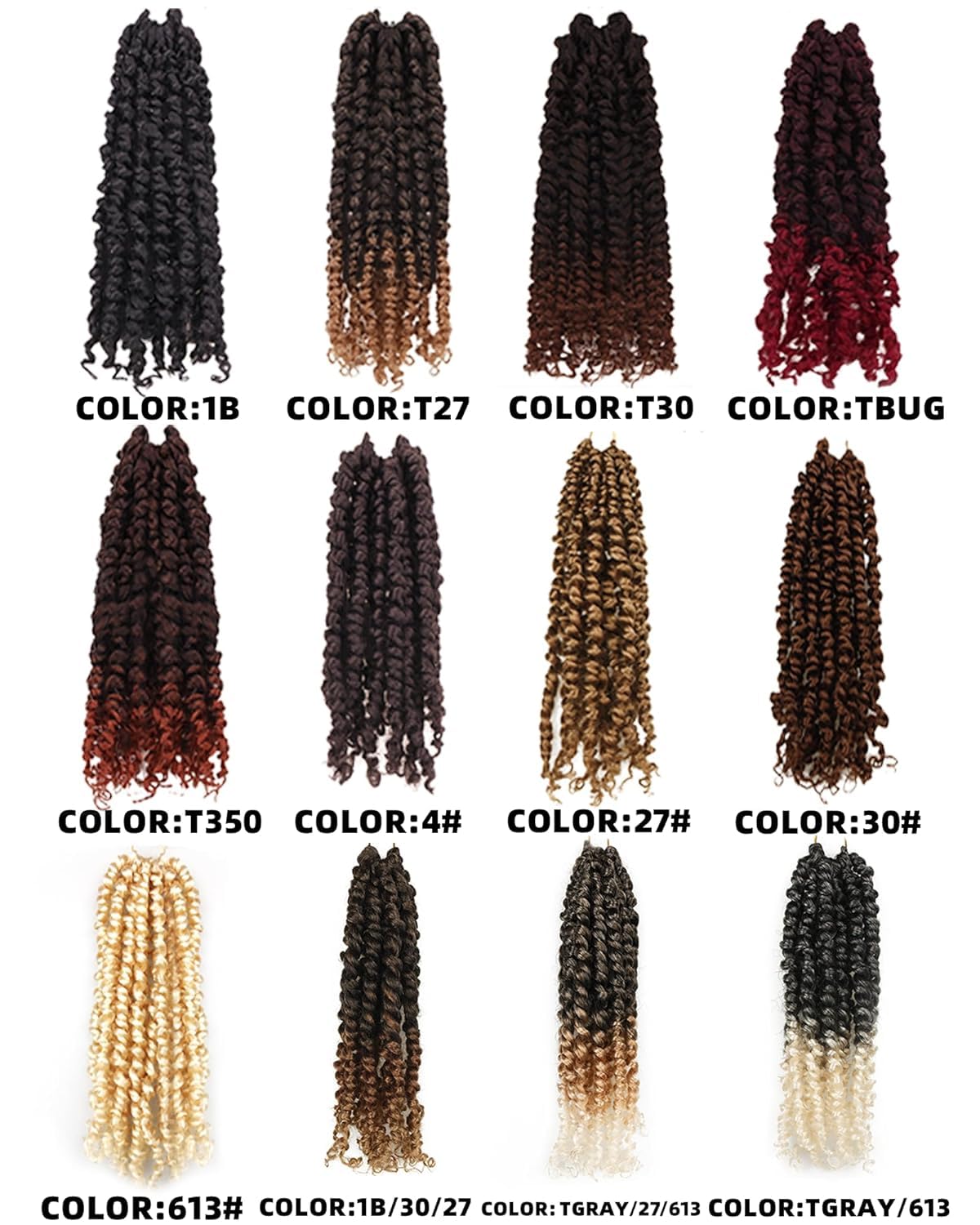 Passion Twist Hair-Pre-twisted Passion Twists,Pre-Looped Crochet Braids Made Of Bohemian Hair Synthetic Braiding Hair Extensions (10 Inch(Pack of 8), T27)