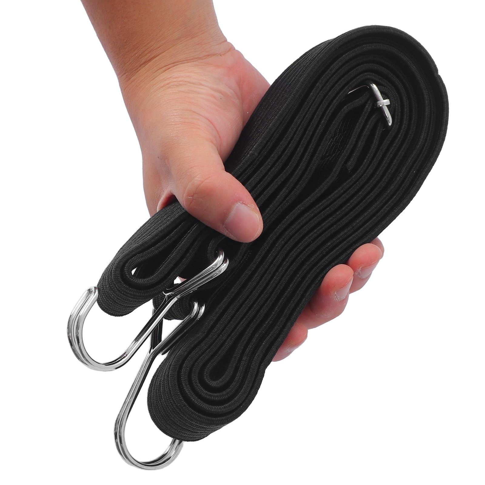 4 corde elastiche piatte con ganci - Cinghie elastiche regolabili - Corde per fissare teloni, raggruppare oggetti, riordinare il giardino e trasportare veicoli