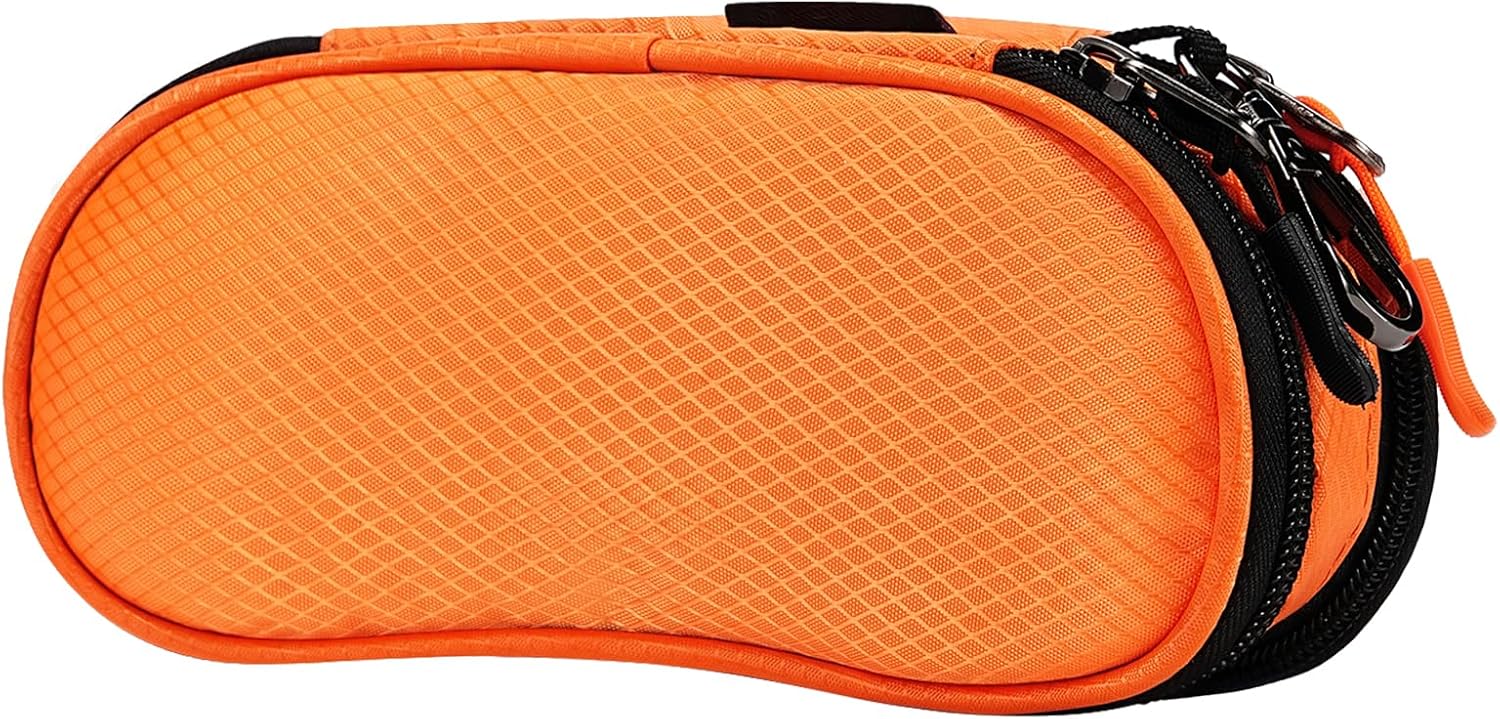 molshine Double Sunglasses Case, Soft Portable Eyeglasses Pouch with Carabiner, Dual Zipper Compartments for Men Women