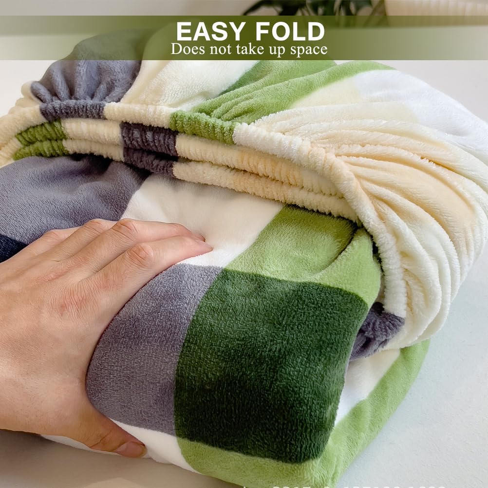 E,90x200cmTWIN,LDLCYCN Velvet Mattress Protector King Queen Twin Size Warm Mattress Cover Soft Bed Cover with Grid Pattern Comfortable Mattress Pad Cover Full Wrap Fitted Sheet Washable