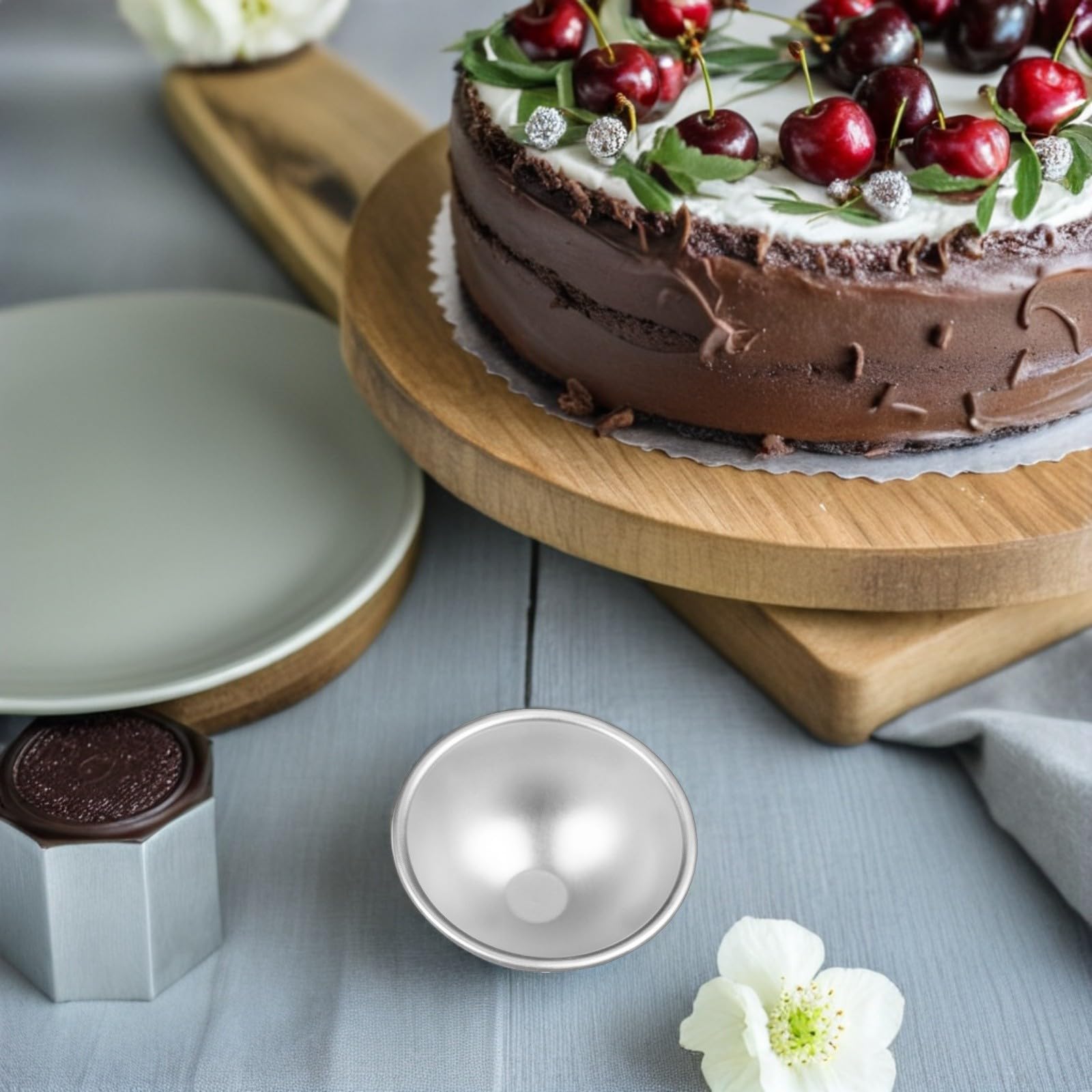 10 Piezas Molde para Pastel de Aluminio Hemisférico Moldes de Mousse Redonda de Reutilizable para Postres de Cumpleaños