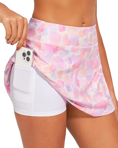 Stelle Women's Tennis Golf Skirts High Waisted with Pockets Inner Shorts for Athletic Skorts Sports Running Pickleball