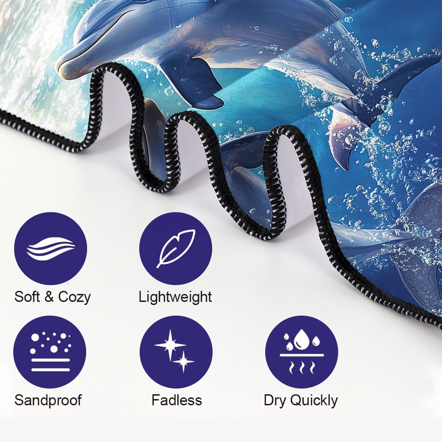 YISUMEI Oversized Microfiber Beach Towel Sand Free Quick Dry Lightweight Large Bath Towel with Dolphin 36" x 72" for Adults Pool Camping Essentials and Cruise Travel image 4
