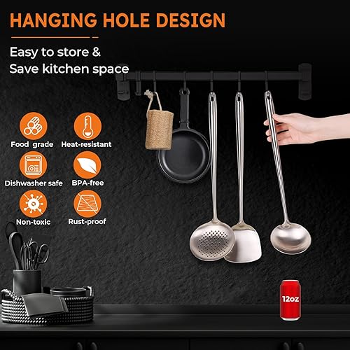 Miniatura 9 de MARTE Juego de herramientas de espátula y cucharón para wok, alta calidad, a prueba de óxido, formación integral, resistente al calor Juego de 3