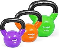 Vista 14 de Yes4All - Juego de pesas rusas recubiertas de vinilo, set combinado para entrenamiento corporal completo, fuerza de agarre, flexiones y ejercicios