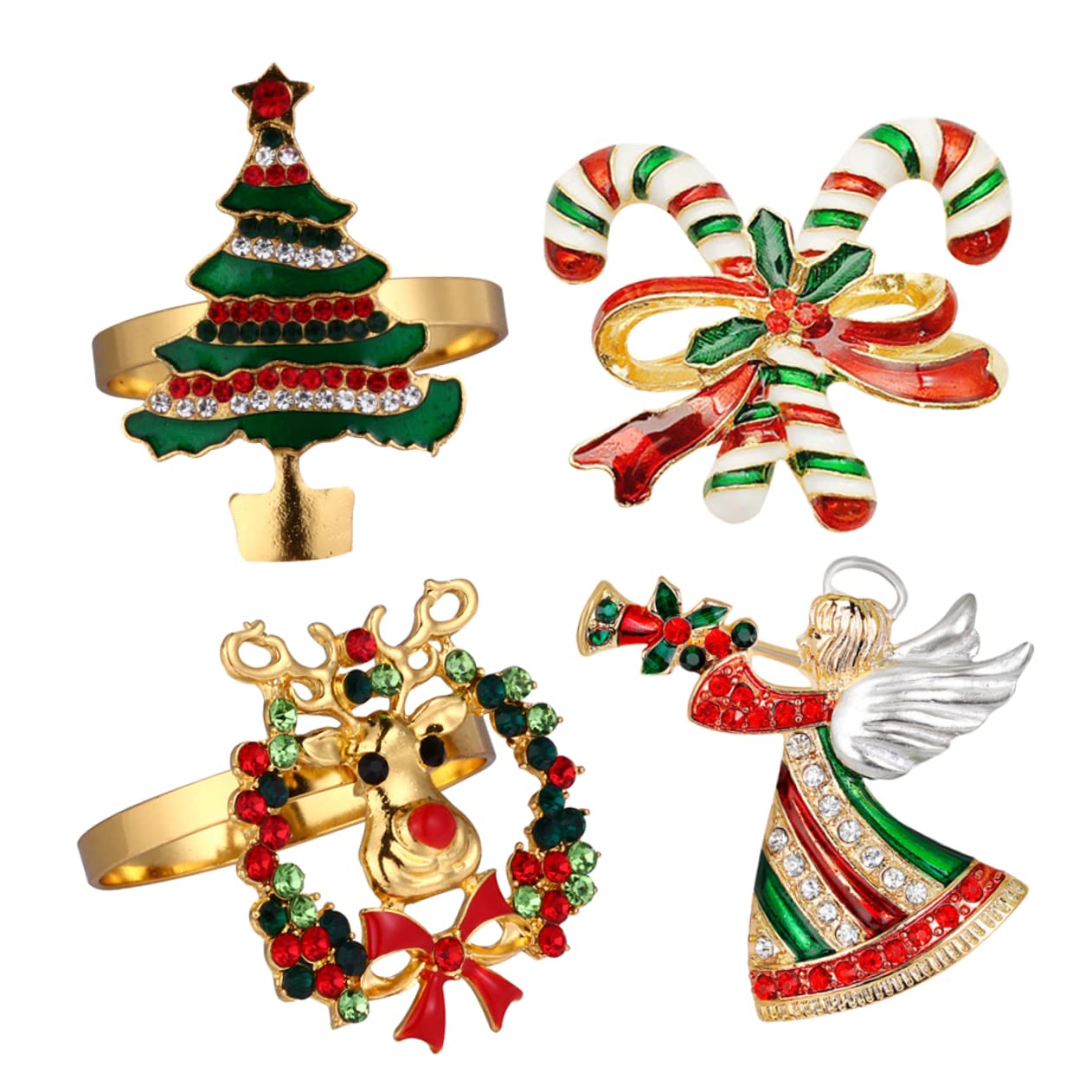 Alipis 12stücke Teiliges Weihnachtsset Legierung Dekorative Serviettenringe Für Festliche Tischgestaltung Rot Und Grün Für Hochzeiten Partys Und Festliche Anlässe