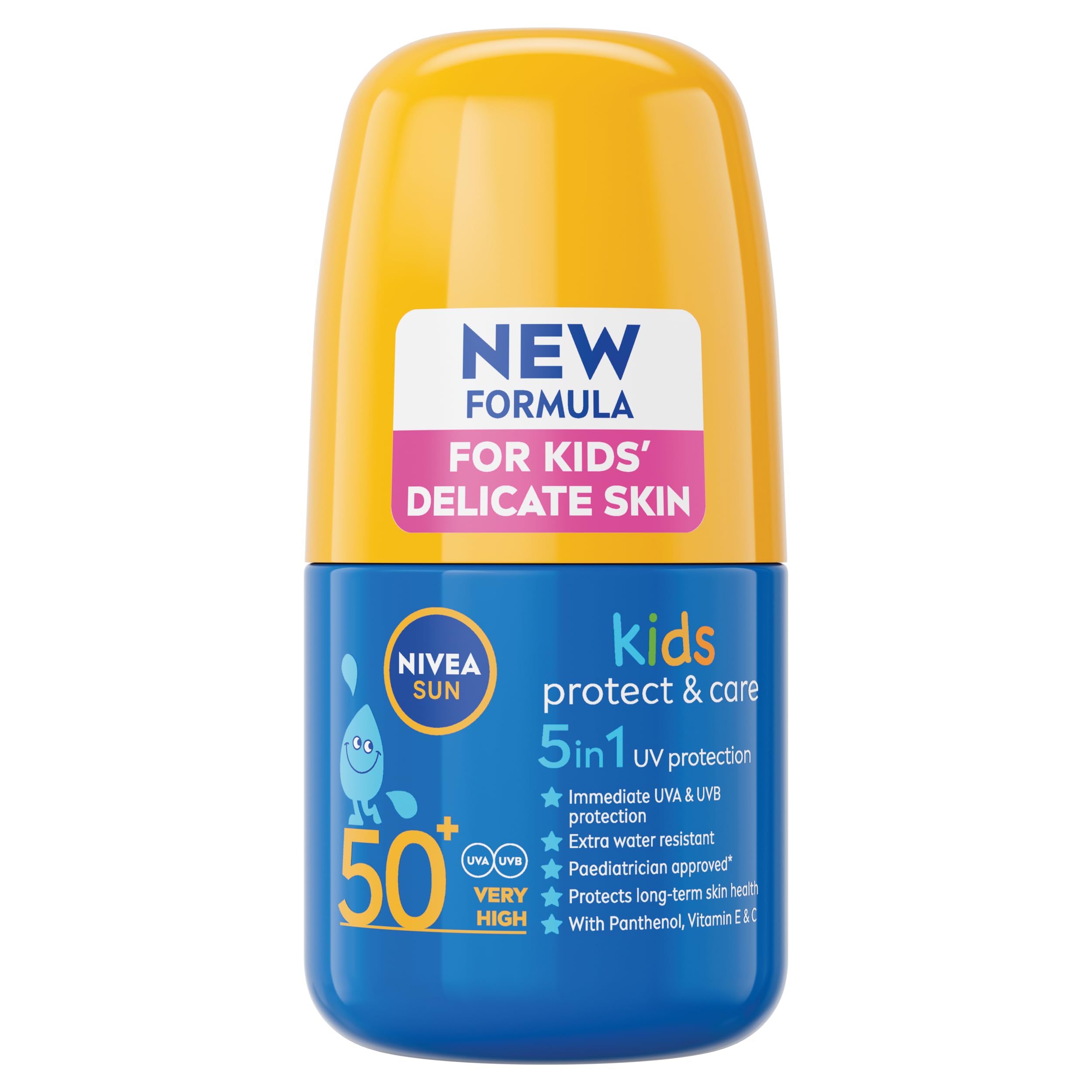 NIVEA Sun Kids Protect & Care SPF 50+ Roll On (50ml), Sunscreen with SPF 50, Roll-On Kids Sun Cream for Delicate Skin, Immediately Protects Against Sun Exposure