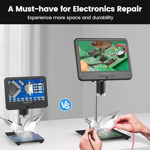 Miniatura 3 de Andonstar AD210 Microscopio Digital LCD de 10.1 Pulgadas para Adultos, Microscopio de Soldadura para Reparación de Electrónica, Cámara de