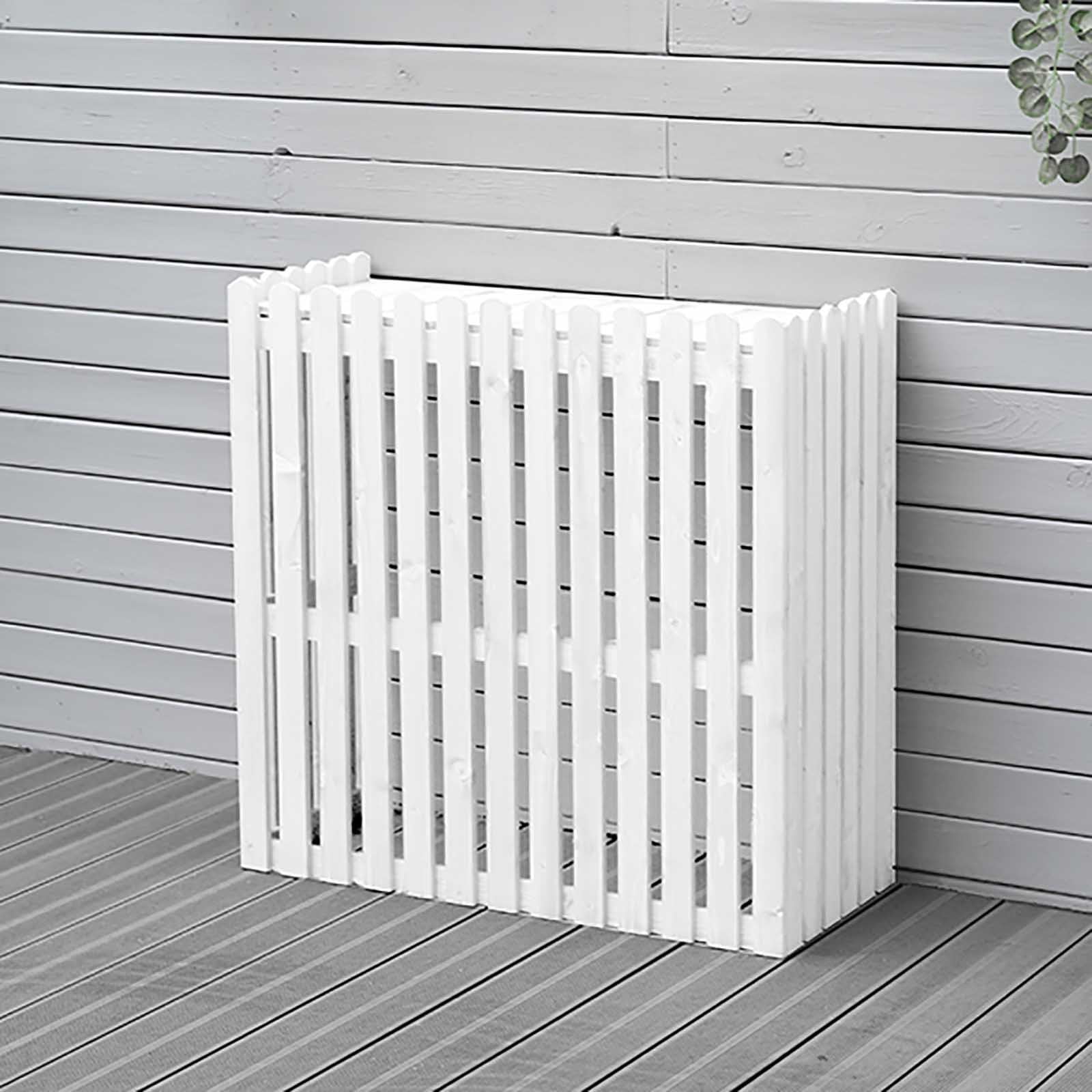 Klimaanlage Abdeckung AußEngeräTgroßEr Sonnenschutz Aus Massivholz Verkleidung Klimaanlage AußEngeräT GroßEr Stauraum Oben Geeignet FüR Balkone und Terrassen(Weiß,105x45x95cm)