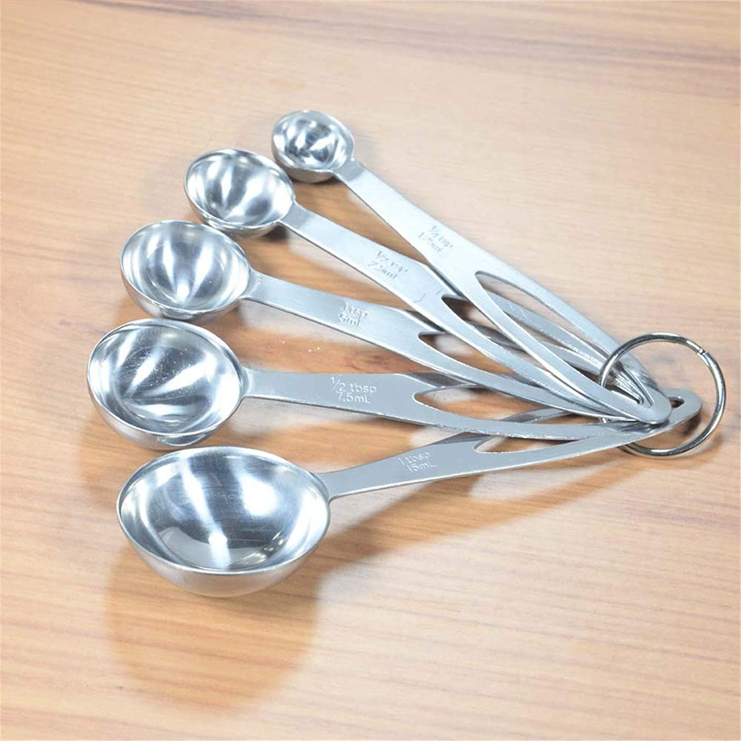 ACiyD Messlöffel Edelstahl-Messlöffel-Messlöffel-Set fünfteiliges Küchen-Backwerkzeug (Silber, 5 Stück) (Silber 5 Stück)