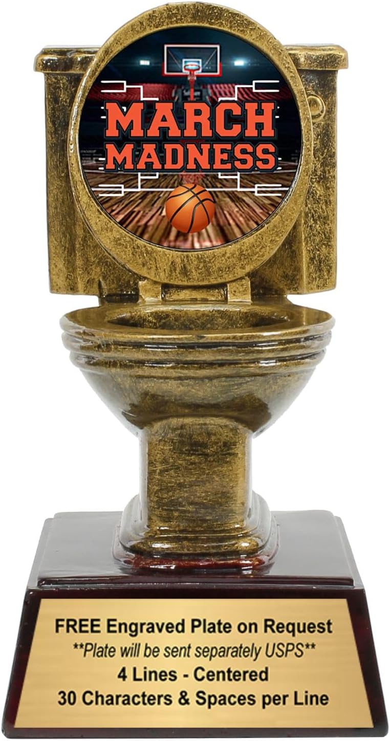 Decade Awards Gold Toilet Bowl Trophy - Engraved Golden Throne Award - Custom Engraved Plate Upon Request (6 Inch Tall)