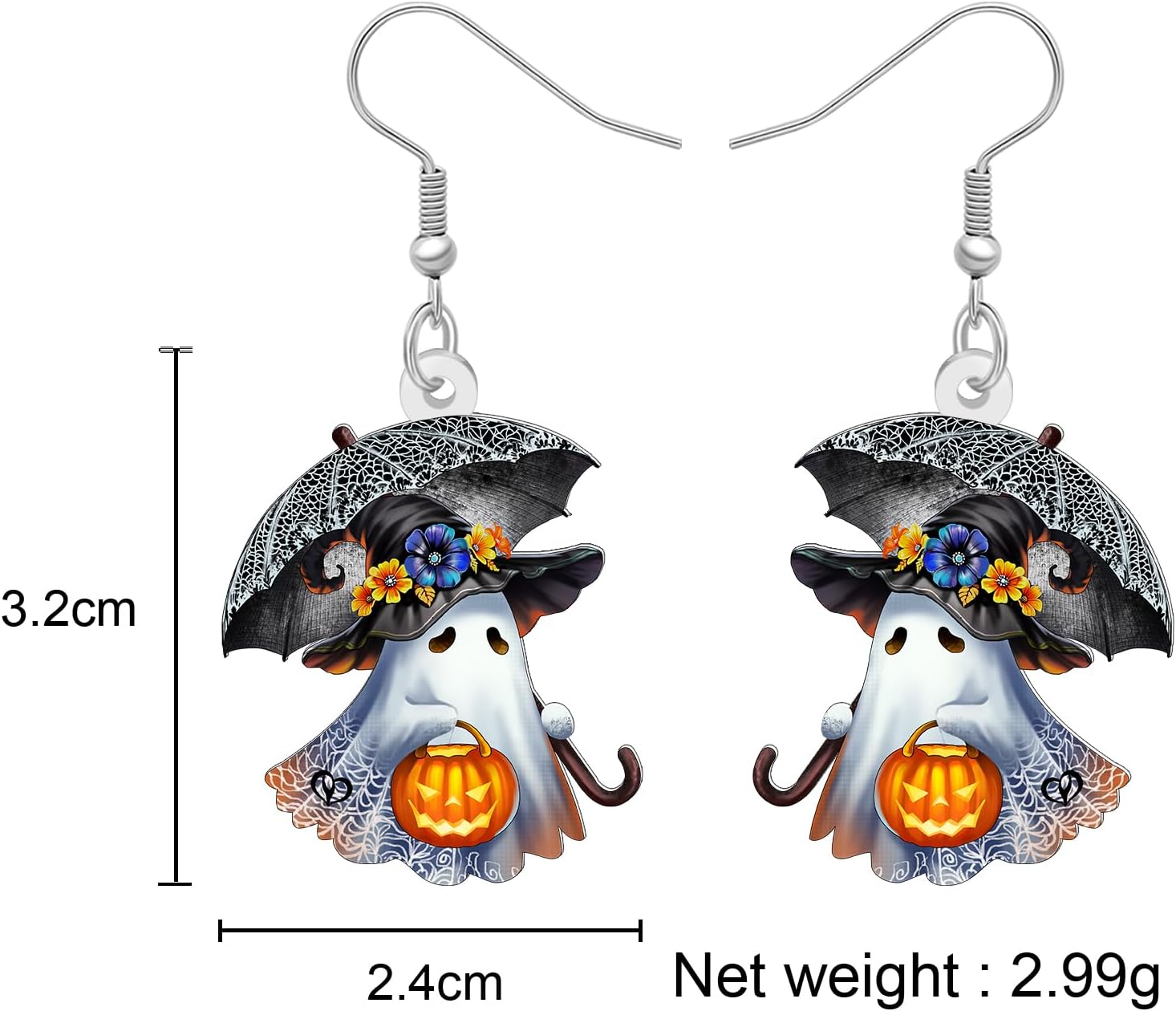 Acrylic Ghost Earrings for Women,Funny Pumpkin Halloween Earrings Dangle Drop Spooky Gifts for Women Jewelry Costume Accessories - Image 5