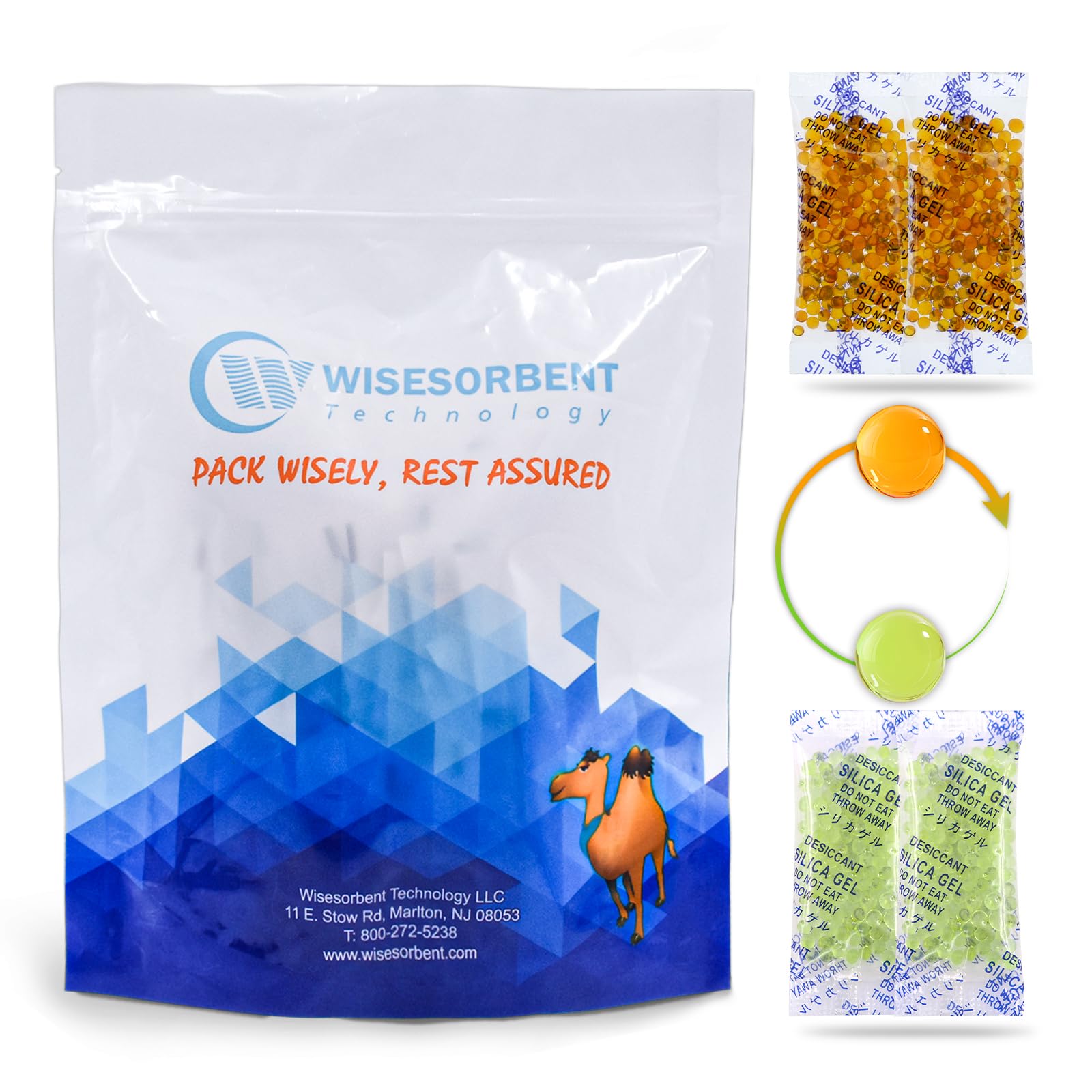 Wisesorb 3g 100Pcs Silica Gel Orange Indicating (Orange to Green) Silica Gel Packets Food Grade Desiccant Packs Dehumidifier - Silica Packets,
