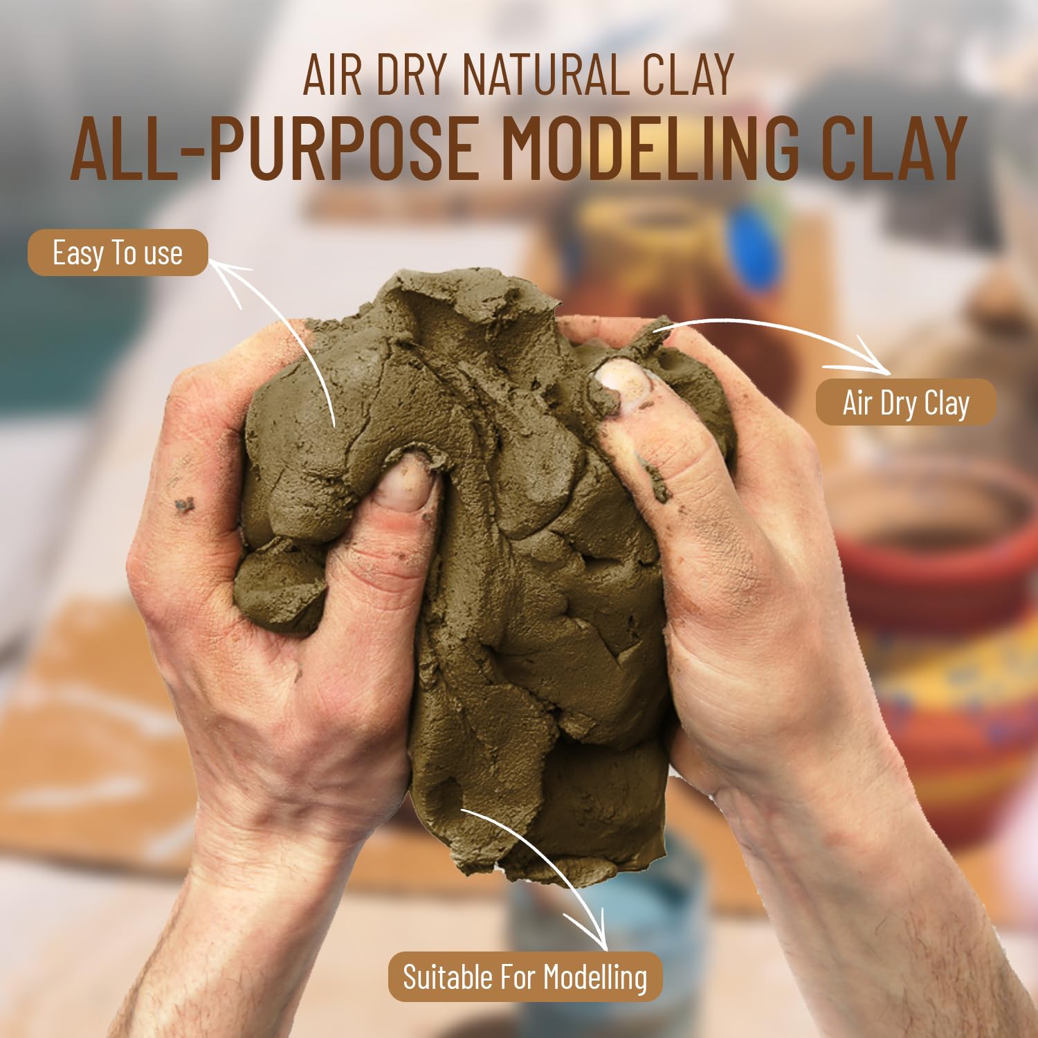 10 Pound Air Dry Natural Clay - Great for Molding & Sculpting - Great for Kids & Adults of All Skill Levels - Perfect for Arts & Crafts (Gray, 10 Pounds)