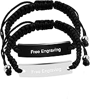Vista 17 de Uloveido Juego de pulseras hechas a mano con placa de identificación de acero inoxidable de titanio para él y ella