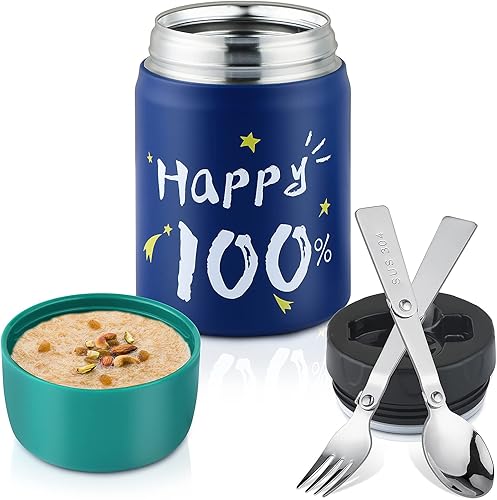 Miniatura 1 de Termo para comida caliente tarro de comida aislado de 27 onzas con cuchara plegable y tenedor termo de comida a prueba de fugas para niños y adultos
