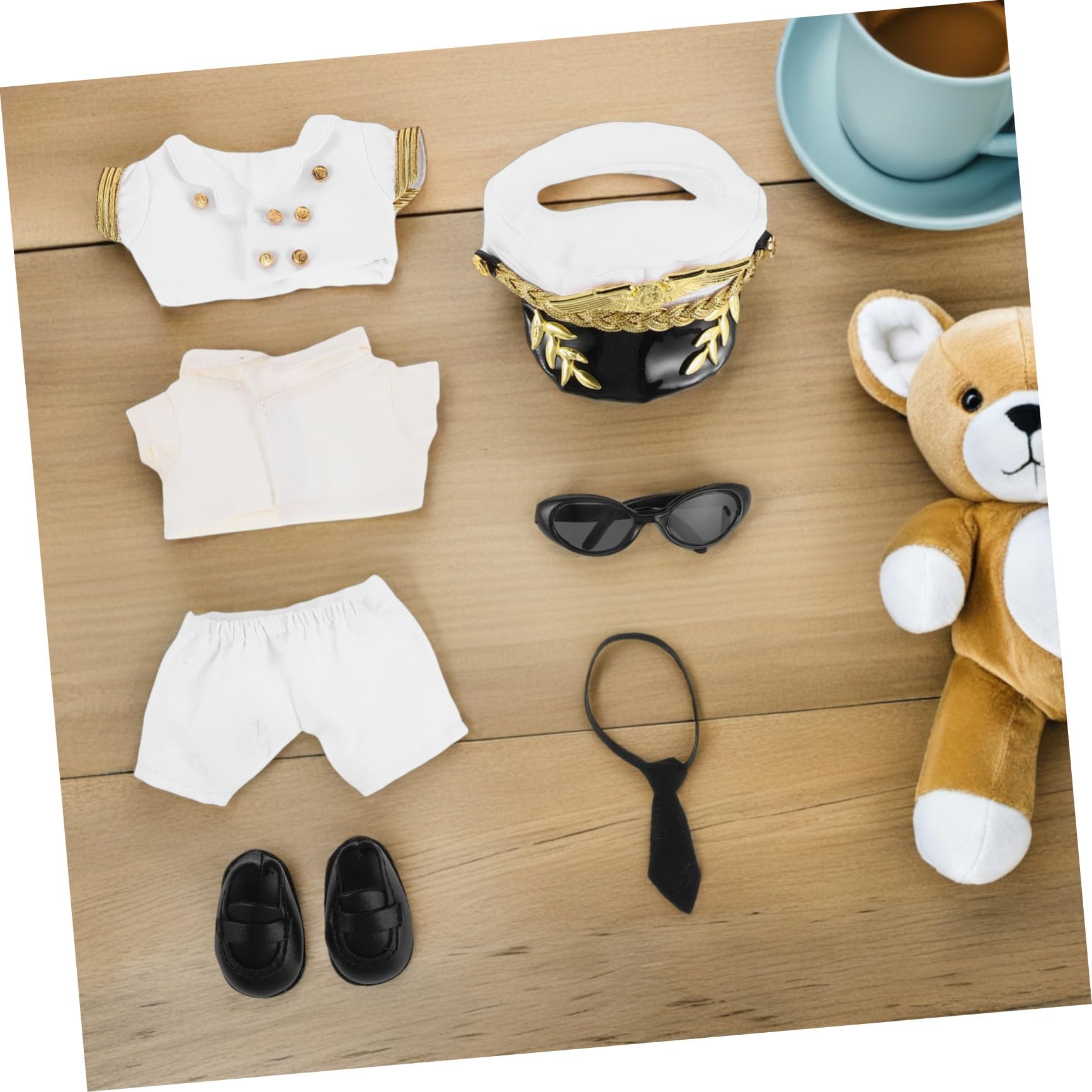 Uniforme de Capitán para Muñeco de Peluche Ropa de Piloto Reemplazable Accesorios Decorativos para Juguetes de Peluche Ropa Utilizable para Muñecos Pequeños Avión