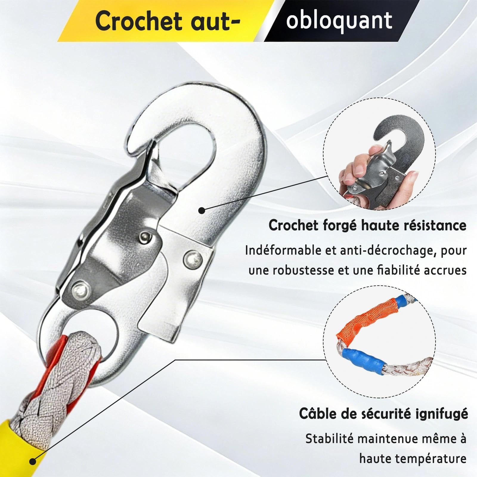 Dispositif Antichute a Rappel Automatique 3-20m, 150kg Harnais de Securite Anti Chute Toiture Certifié, Stop Chute Toiture Rétractable avec Crochet de Sécurité Autobloquant(Vert,5m)