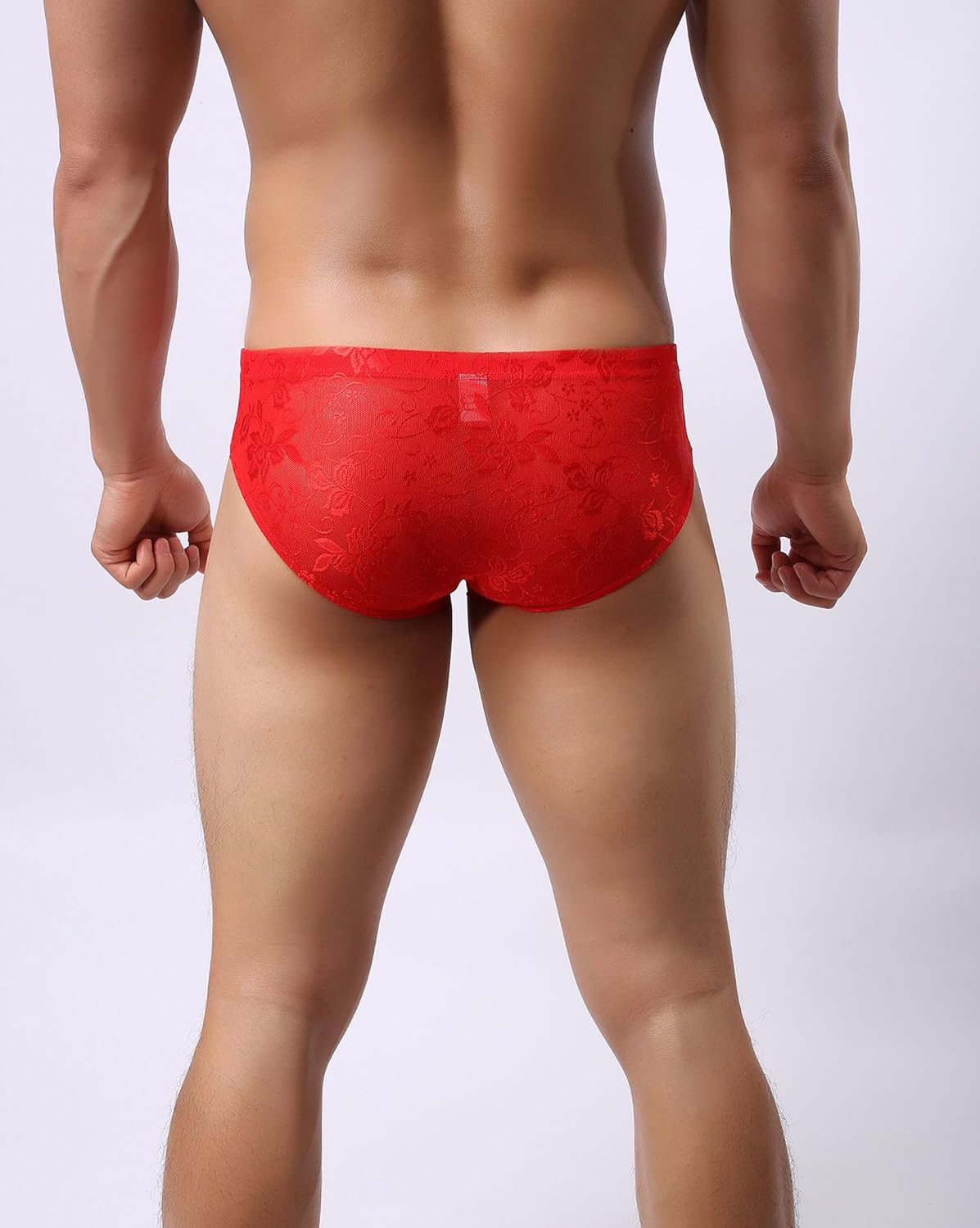 Mens Mesh Underwear Sexy Briefs Lace Pants With Soft Bulge Pouch Soft Breathable Cheeky Underpants For Men M-2XL - Image 3