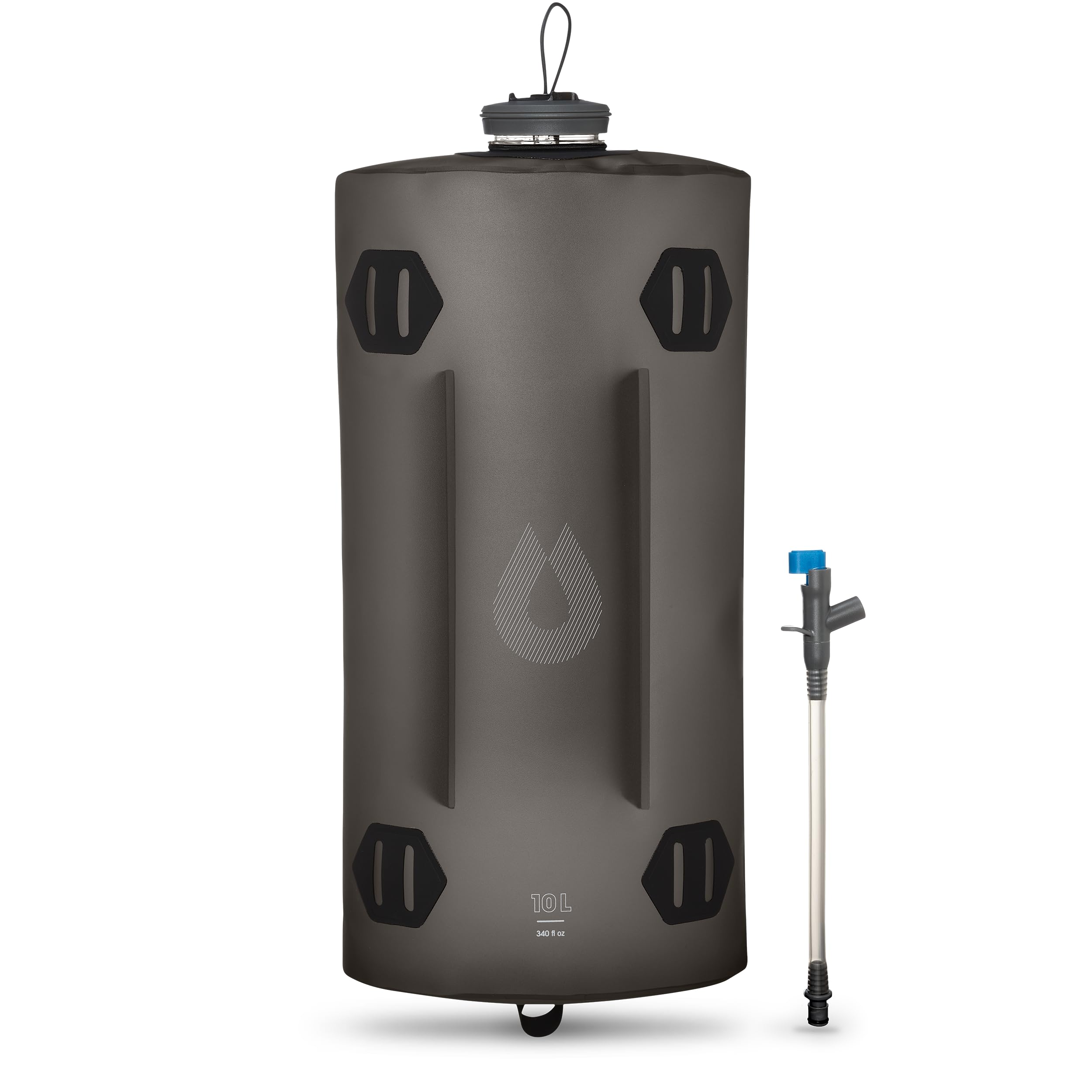 Hydrapak Seeker - Bolsa de Agua Plegable (10 L), sin BPA ni PVC, Color Gris