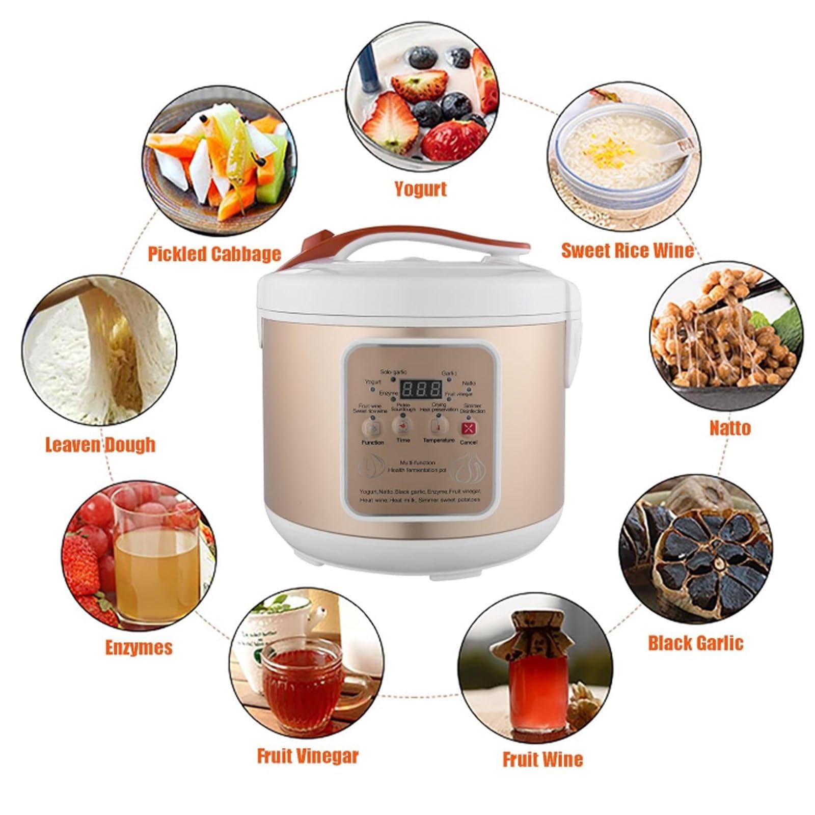 Fermentatore for aglio nero da 6 litri, fermentatore for aglio con controllo intelligente automatico, natto, yogurt, kimchi, macchina for fermentare il vino, cuocitore for aglio, pentola multifunziona