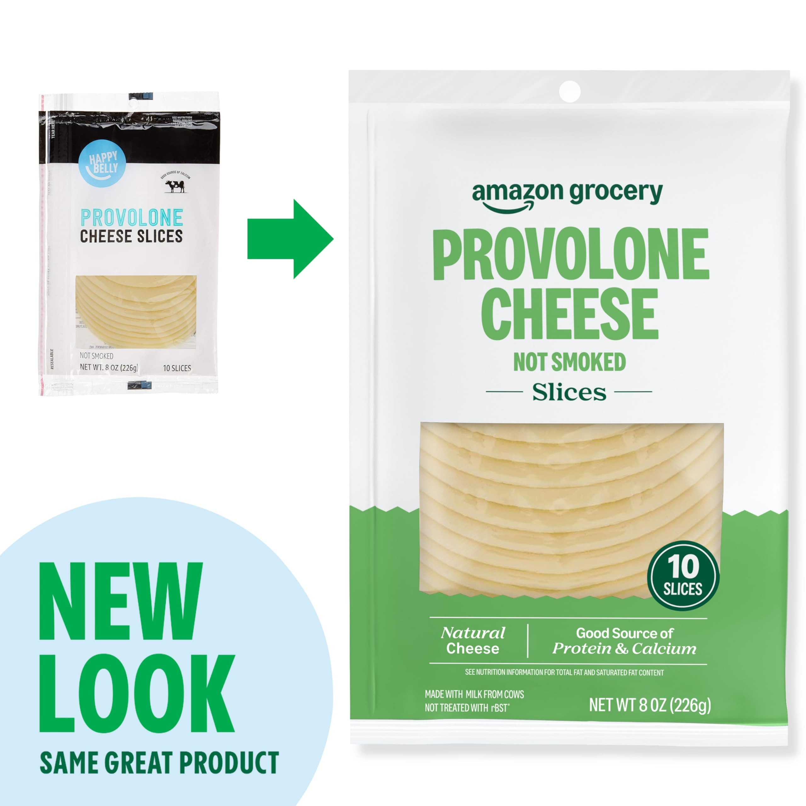 Amazon Grocery Provolone Cheese Not Smoked 8 Oz 10 Slices Previously Happy Belly Packaging May Vary — view 2