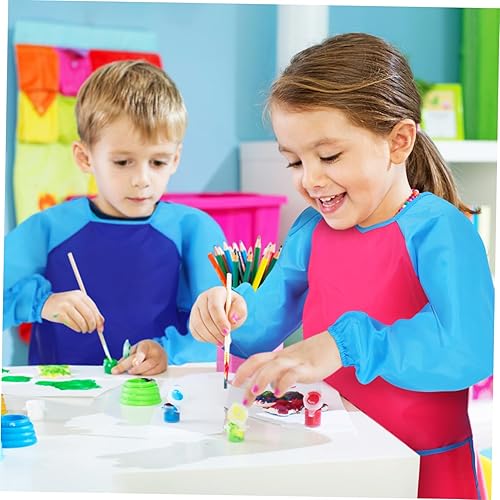 Miniatura 4 de 2 delantales de artista de manga larga con babero elástico reutilizable para pintura para años bolsillo frontal para un fácil acceso para proyectos