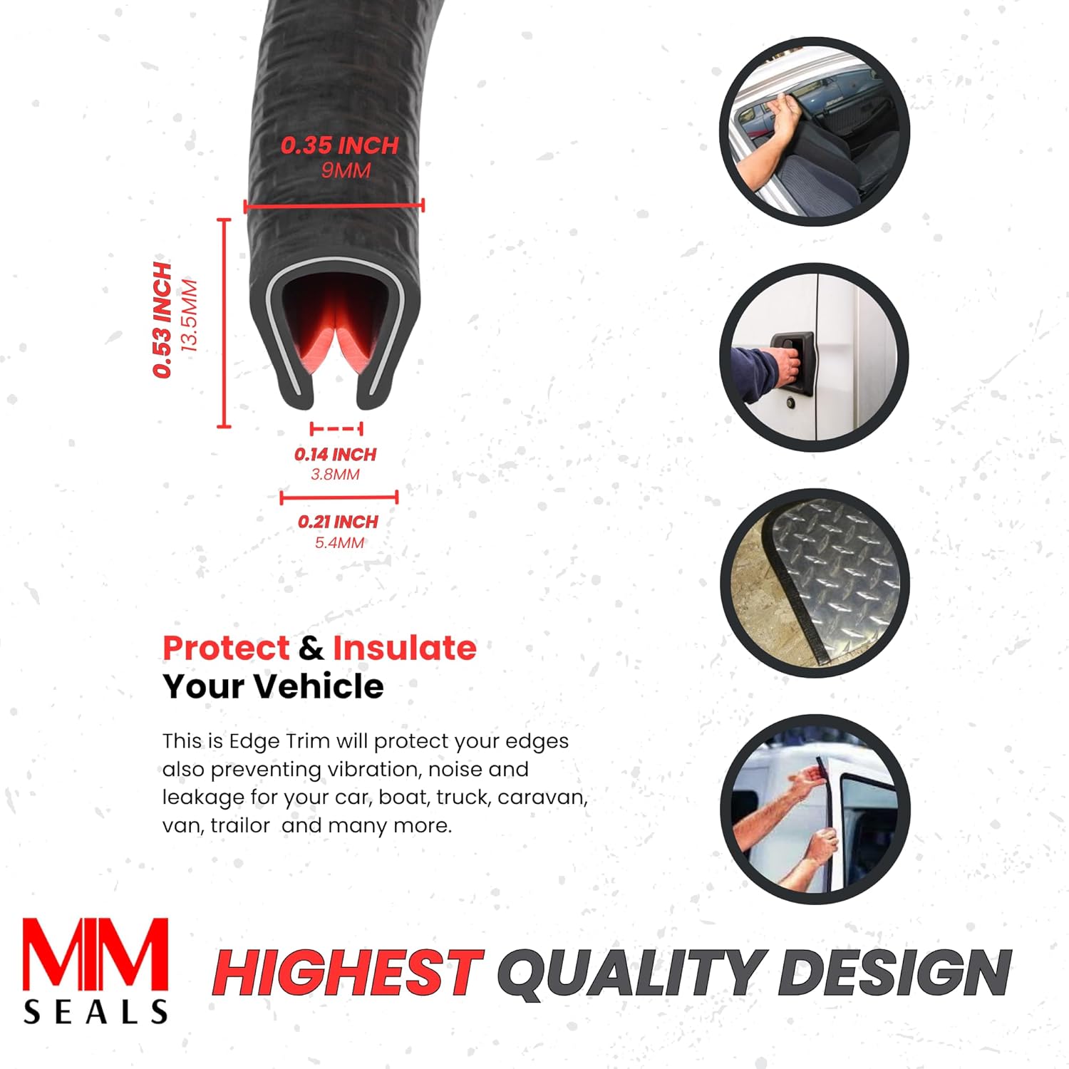 Edge Trim Black U Extrusion Medium Size | U Height: 17/32", Grip Range: 3/64" - 9/64" | (30 feet)