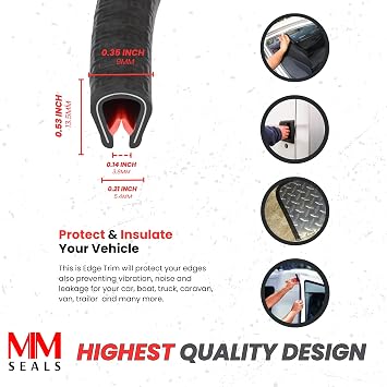 Edge Trim Black Medium, Fits Edge up to 0.15 inch, Length 16 Feet (5 Meter)