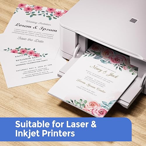 Miniatura 4 de 100 hojas de cartulina blanca de 8.5 x 11, papel de impresora de cartulina gruesa de 92 libras8.82 ozm, para invitaciones, impresión, invitaciones,