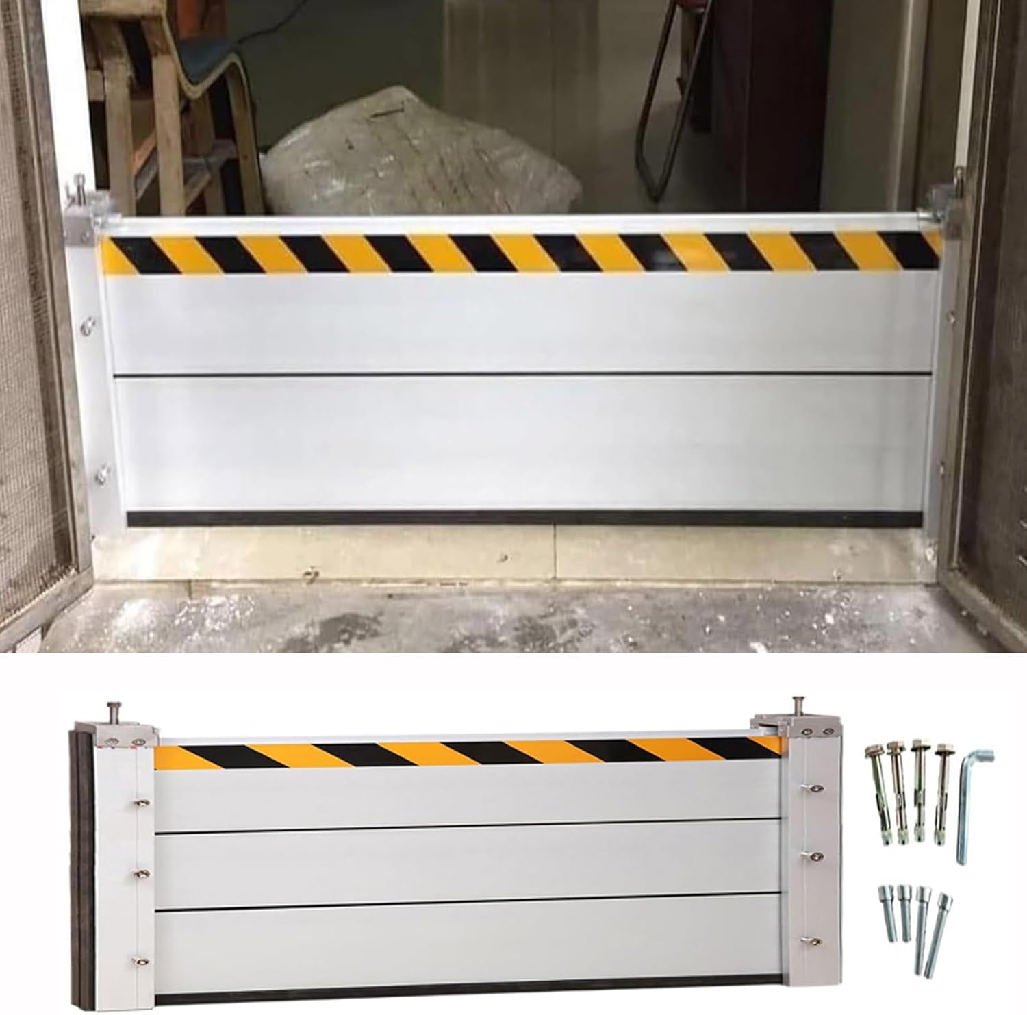 Reusable Flood Protection Barriers 3/4/5/6/7/8/9/10/11/12/13/14/15/16/17/18ft Long, Detachable Aluminum Unit Module Design Flood Control Baffle Water Stopper Panel(H 2ft(60cm),9ft(275cm))