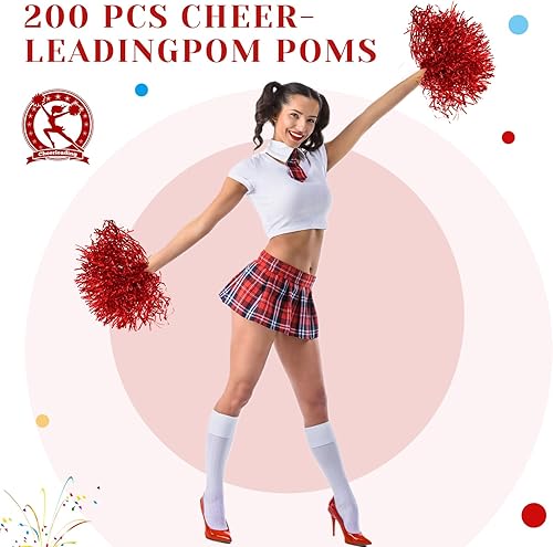 Miniatura 3 de Jerify Pompones de animadora de papel metálico con mango de bastón, pompón de animadora de plástico, flores de mano para juegos, deportes,