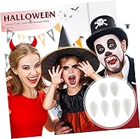 Vista 4 de 3 pares de dientes falsos de Halloween, colmillos de vampiro, 3 tamaños diferentes, dientes falsos para cosplay, dientes de vampiro, colmillos
