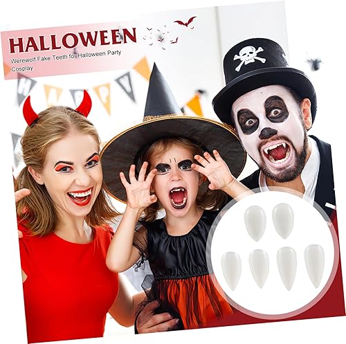 Miniatura 4 de 3 pares de dientes falsos de Halloween, colmillos de vampiro, 3 tamaños diferentes, dientes falsos para cosplay, dientes de vampiro, colmillos