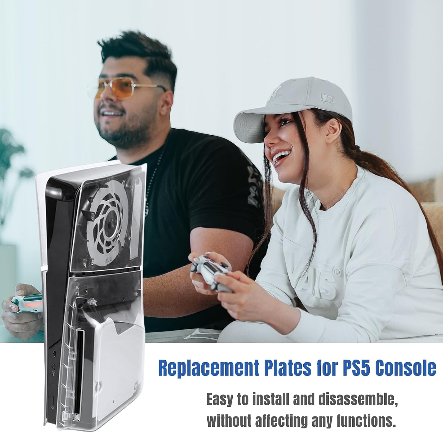 Slim Disc Edition Cover Plates for New PS5 Slim Console, Shell Panels Compatible with New PlayStation 5 Slim Accessories Protective Replacement Faceplate (Transparent)