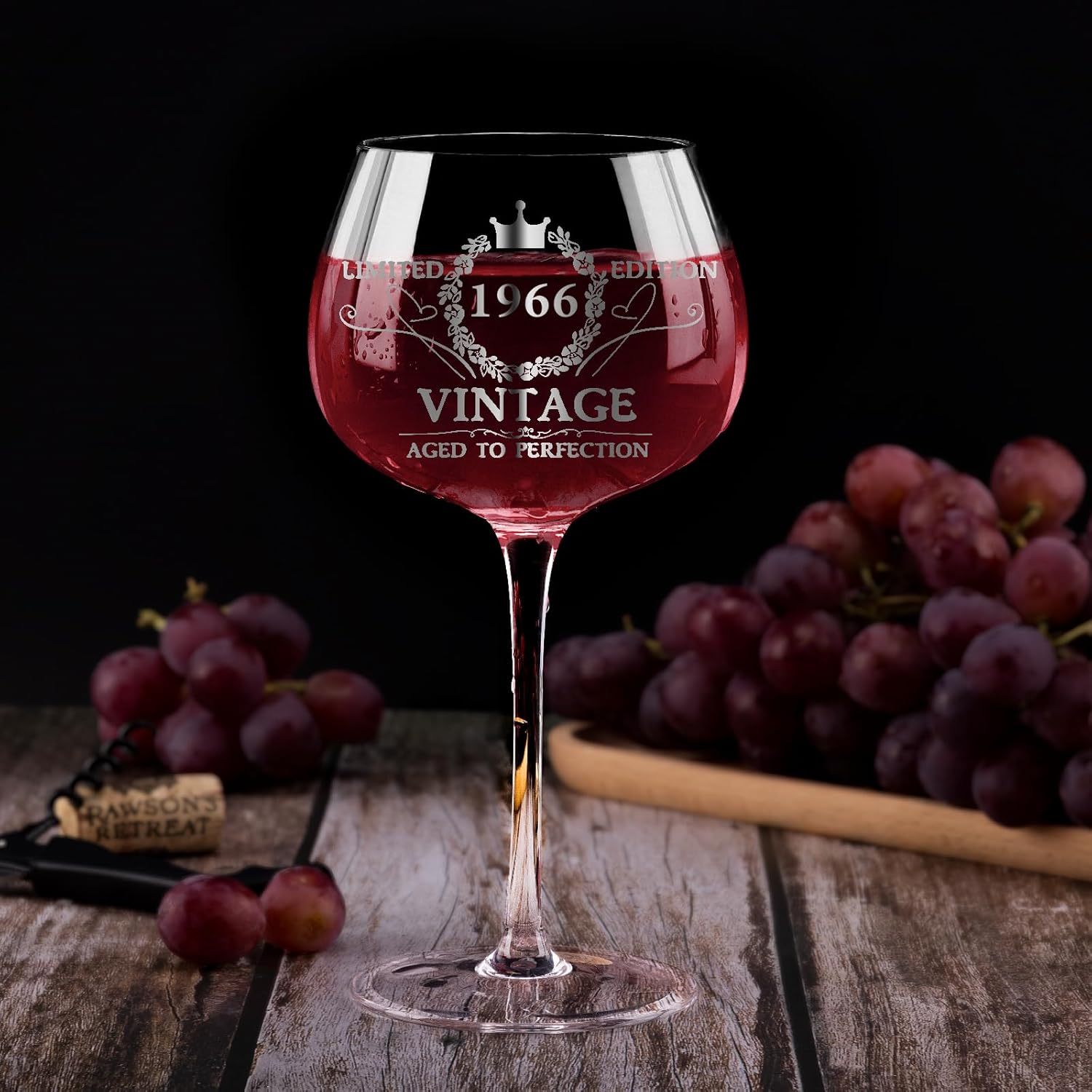 60TH Birthday Gifts for Women, Vintage 1966 Engraved 60th Wine Glass, 60 Year Old Birthday Decorations For Women, Funny 60 Bday Gifts Idea For Her, Friends, Daughter, Sister Mom - Turning 60 Present