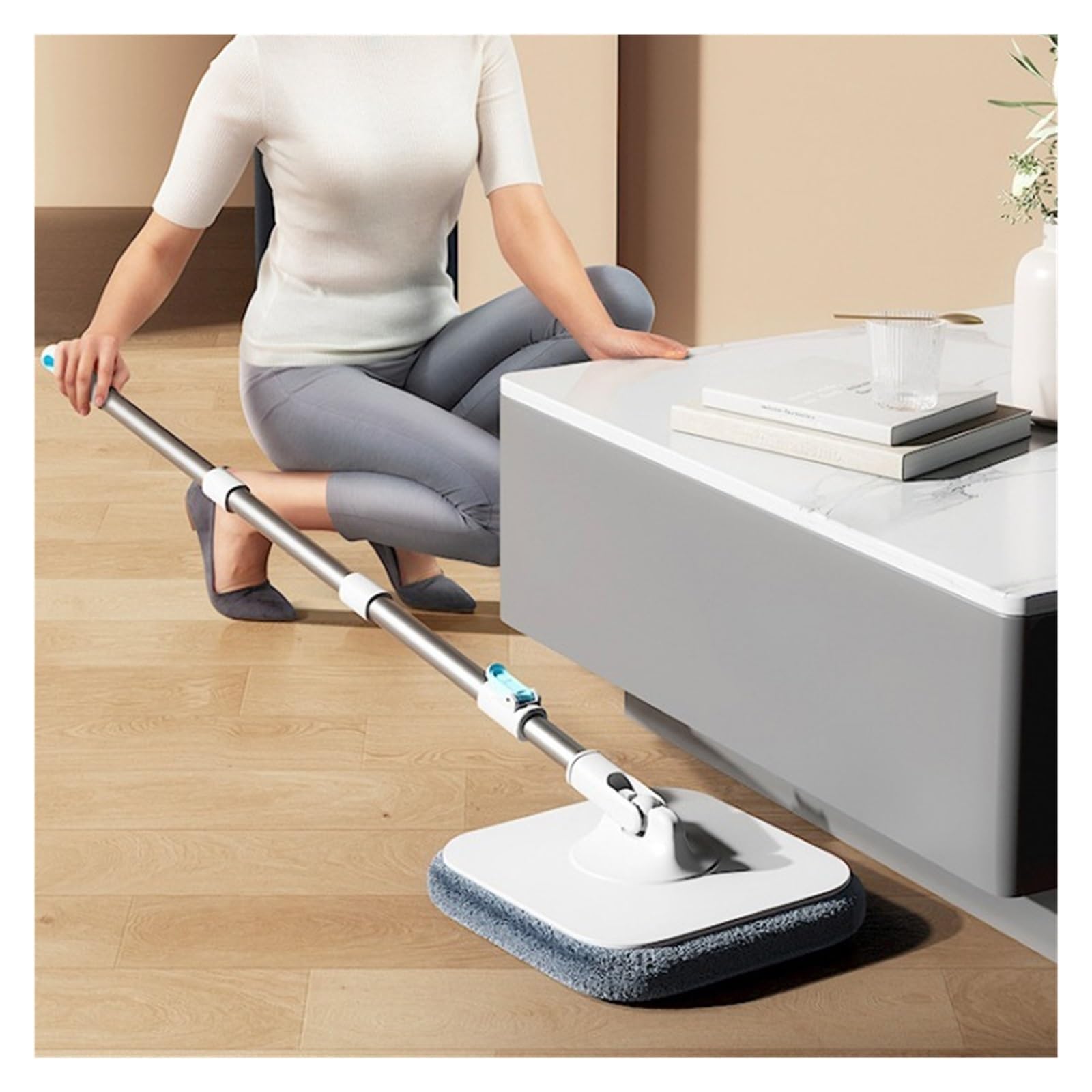 Juego de trapeador giratorio de superficie plana y cubo, trapeador separador de agua limpia y aguas residuales, trapeador de presión manos libres, limpieza de pisos, herramientas de limpieza del hogar