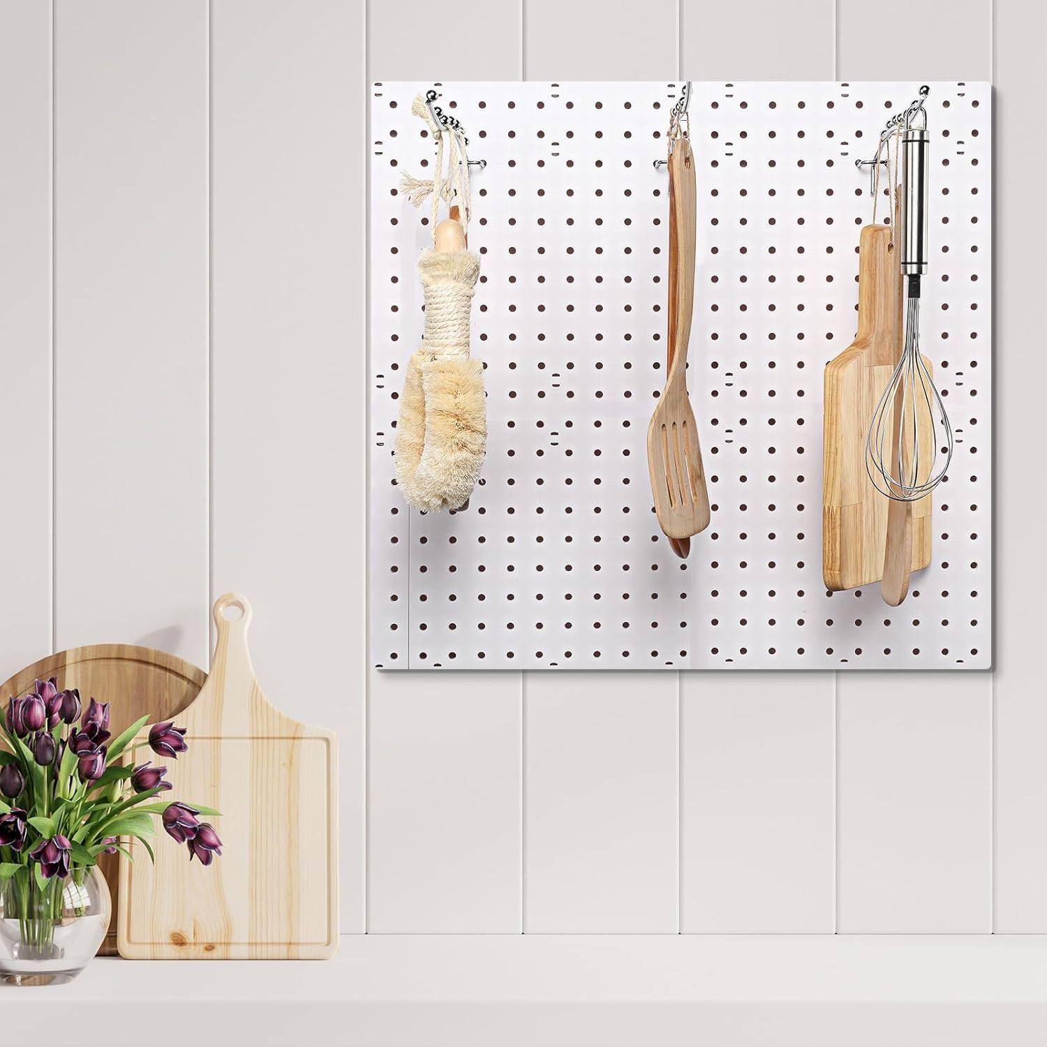 Yaocom 20 Pcs Peg Board Waterfall Hook Shelving Hooks Metal 7 Station Pegboard Display Wall Hangers Face Out Fit 1/4" for Garage Kitchen Store(Silver)