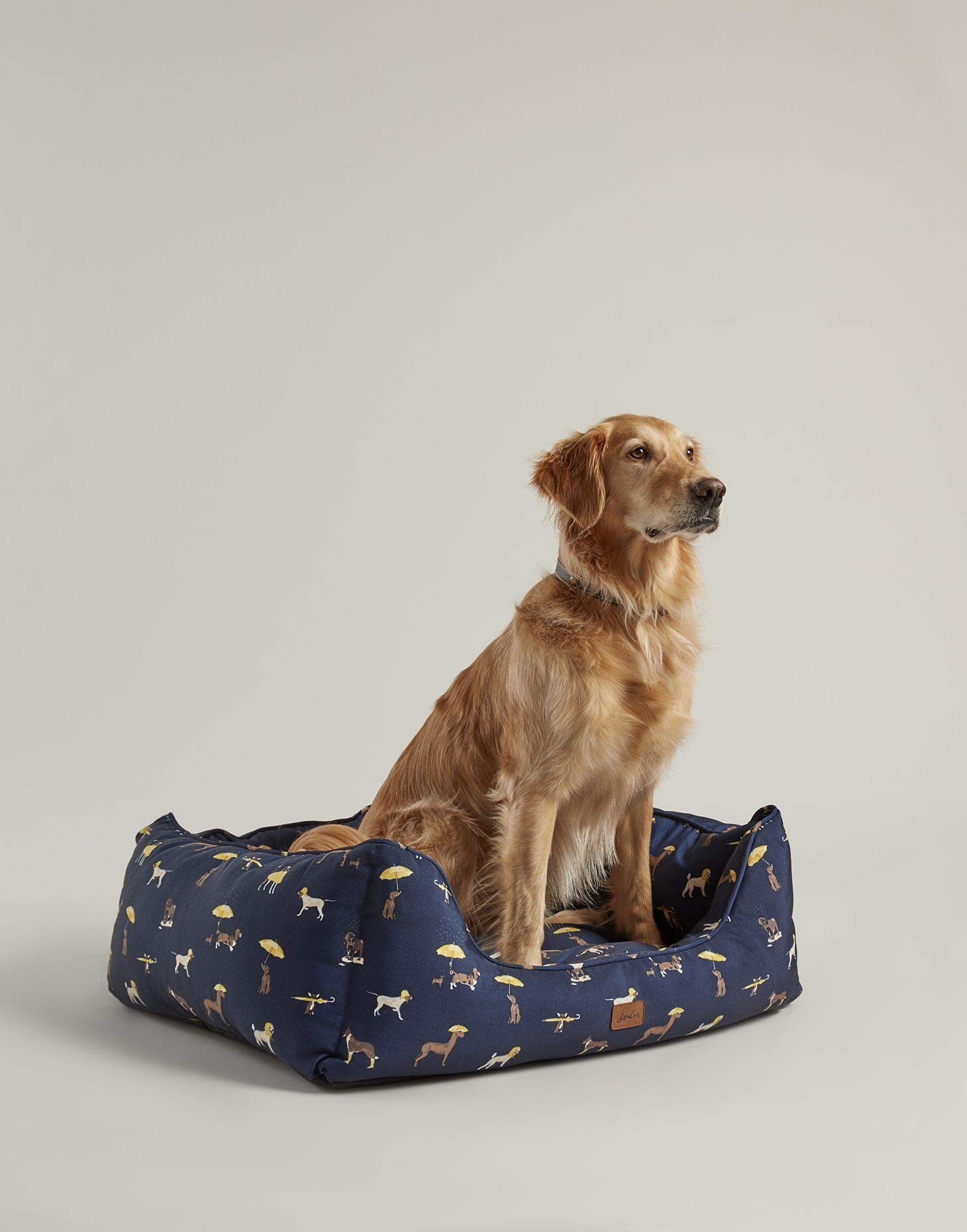 Rosewood Joules Raining Dogs Print Box Dog Bed, Small