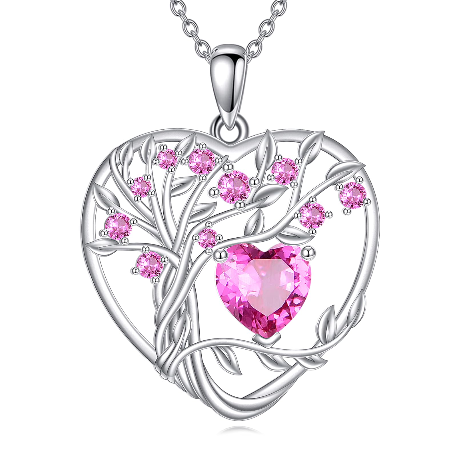 Hancock Tree of Life Necklace Sterling Silver Birthstone Pendant Heart Jewelry Anniversary Birthday Gifts for Women