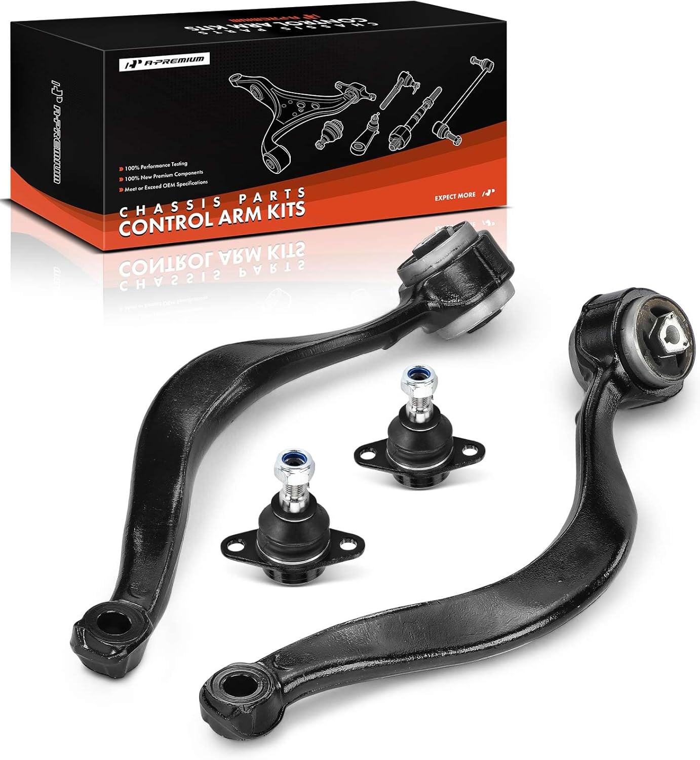 A-Premium Set of 4, Front Lower Forward Control Arm, Lower Forward Ball Joint, Compatible with BMW X5 2000-2006