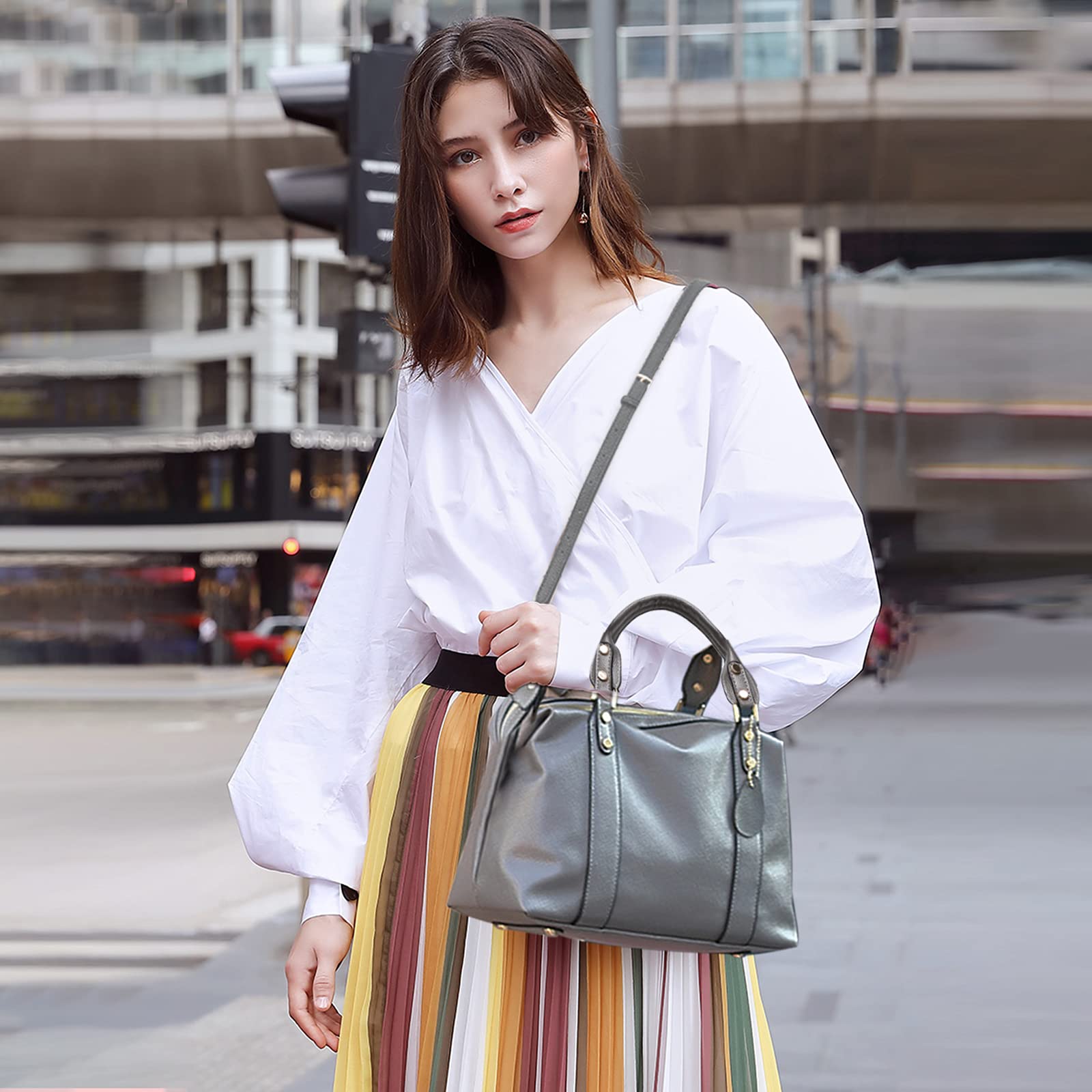 Elegante Borse a Mano Donna Borse a Spalla Borsa a Tracolla Impermeabile Borsetta in Pelle PU per Lavoro Viaggio Incontri Nero