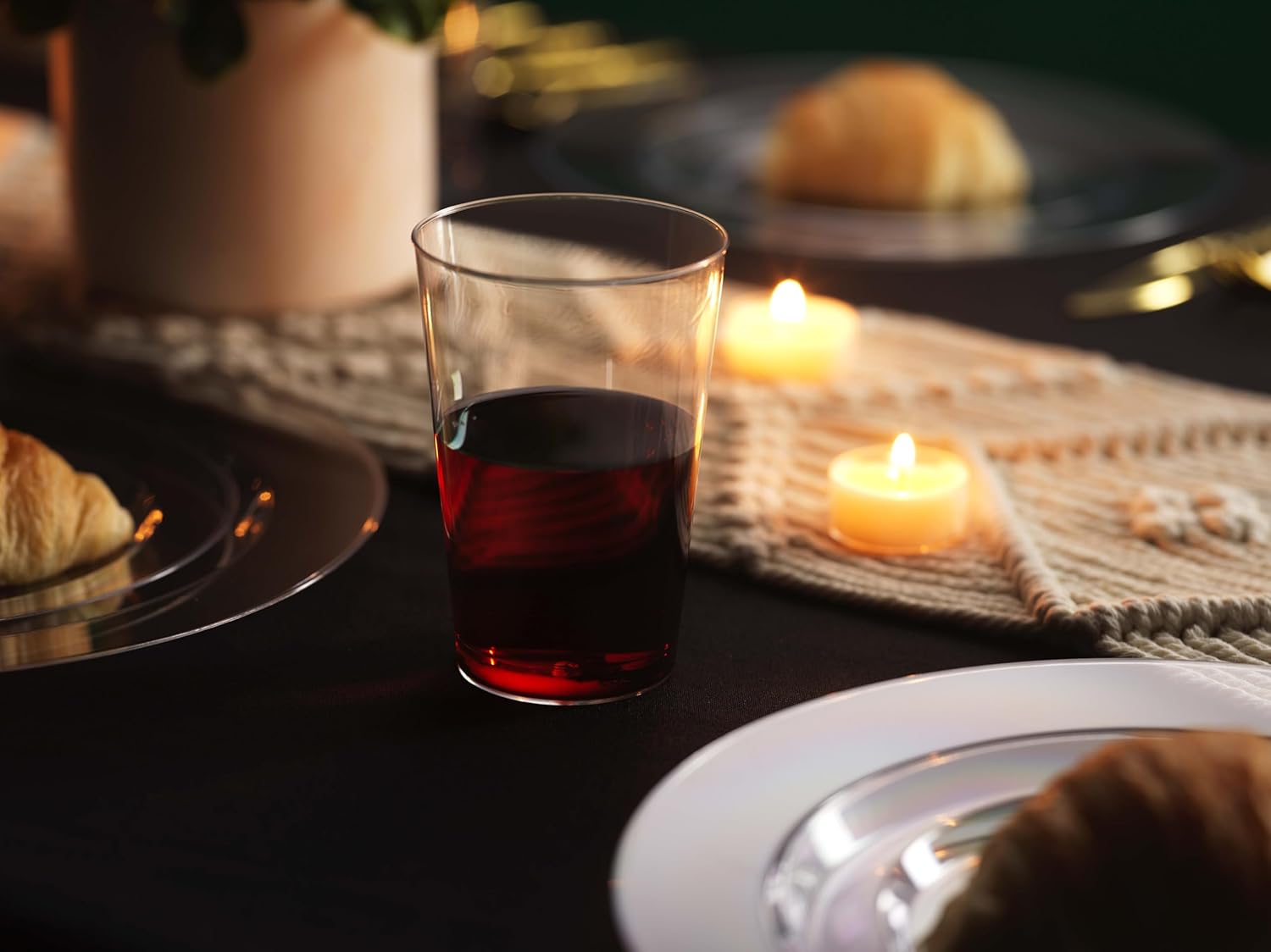 Munfix 100 Clear Plastic Cups 12 Oz Plastic Tumblers Fancy Disposable Wedding Party Cups Elegant Party Cups Recyclable and BPA-Free - Image 5