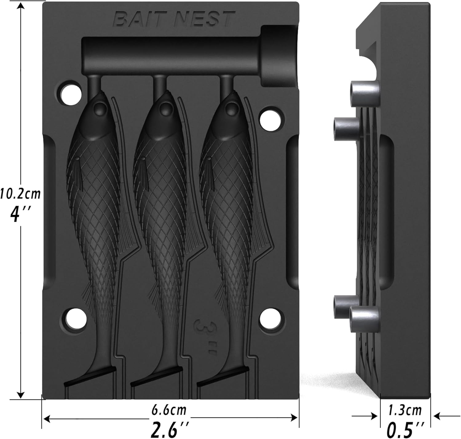 Premium Soft Plastic Lure Mold - Easy Lure Making Mold for Perfect Soft Plastic Baits Swimbait 3" 3-Cavity | No Release Oil Needed | CNC Machined | High Heat Resistant | No Bubbles, No Flash