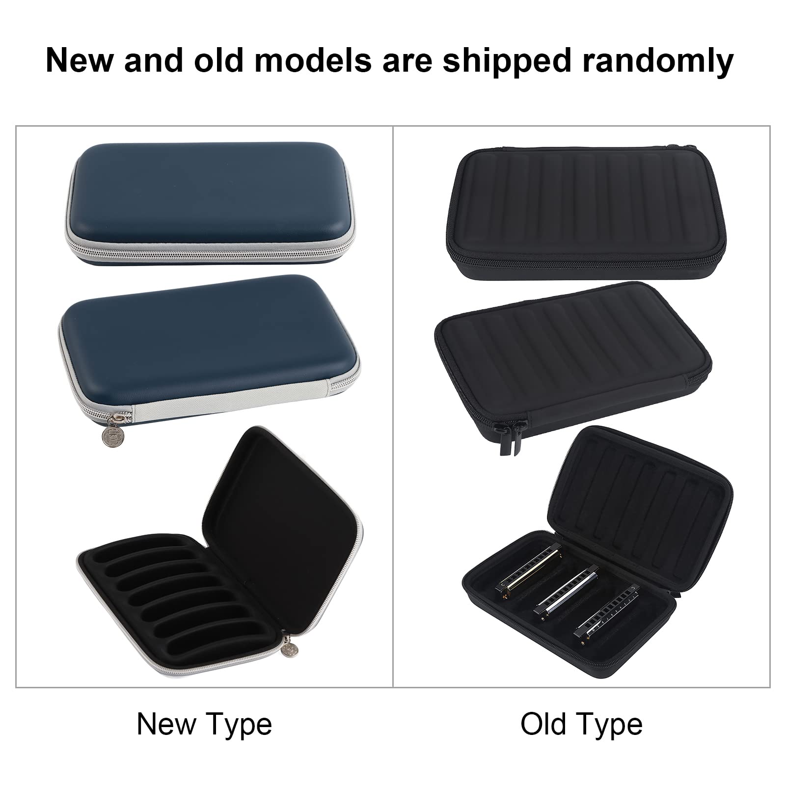 Harmonica Étui De Rangement En Cuir Pu Harmonica Avec Fermeture à Glissière Étui De Rangement Pour Harmonica De Trou 10 Trous Pour 7 Harmonicas,Noir,harmonica storage pouch