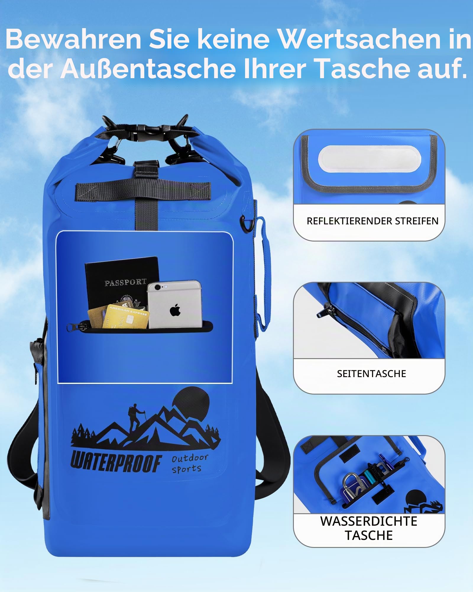 IDRYBAG Dry Bag Floating wasserdichter Rucksack 20L/30L/40L, Dry Bags wasserdichte Rucksackform, Dry Bag Kajak wasserdichte Tasche