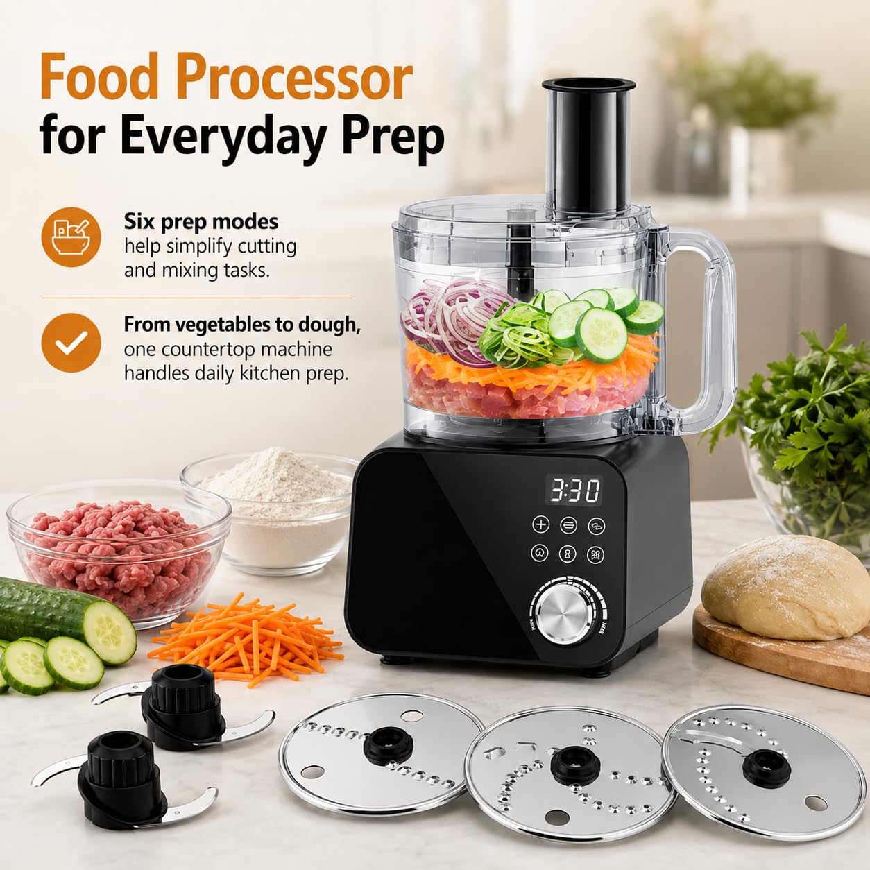 Procesador de Alimentos, Motor 600W, 6 Funciones